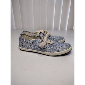 TAOS Guest Star Blue Paisley Print Canvas Lace Up Sneakers Women US 8